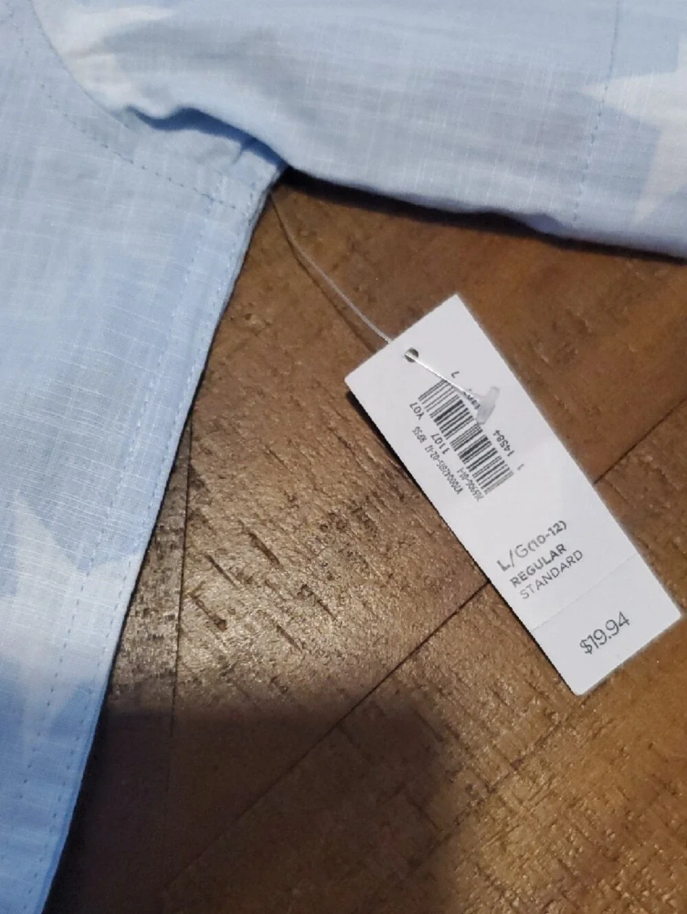 Old Navy Light Blue Star Button-Down Shirt with Red Stripe Pocket